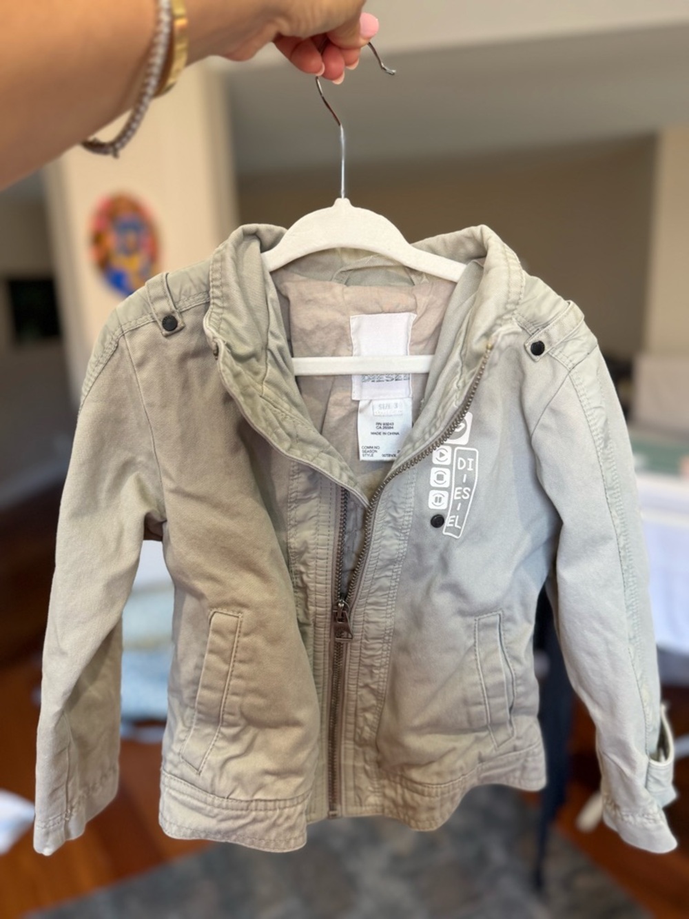 Diesel Kids Light Taupe Hooded Zip Jacket
